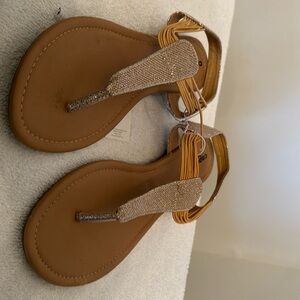 Beige and Gold Sandals